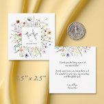 Wildflower Baby Shower Budget Thank You Card<br><div class="desc">These small 2.5" x 2.25" baby shower thank cards feature a hand-lettered "thank you" and your name on the front with a personal message on the back (leave blank if you want to handwrite your thanks.) *TIP: These cards are too small to mail in the USA unless you use a...</div>