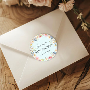 Wildflower Baby Shower Classic Round Sticker