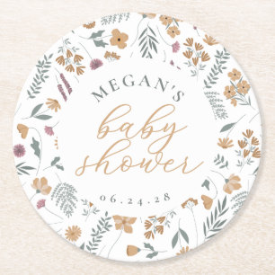 Wildflower Baby Shower Coasters - Orange