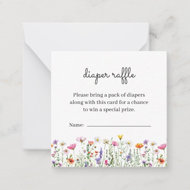 Wildflower Baby Shower Diaper Raffle Card (Front)