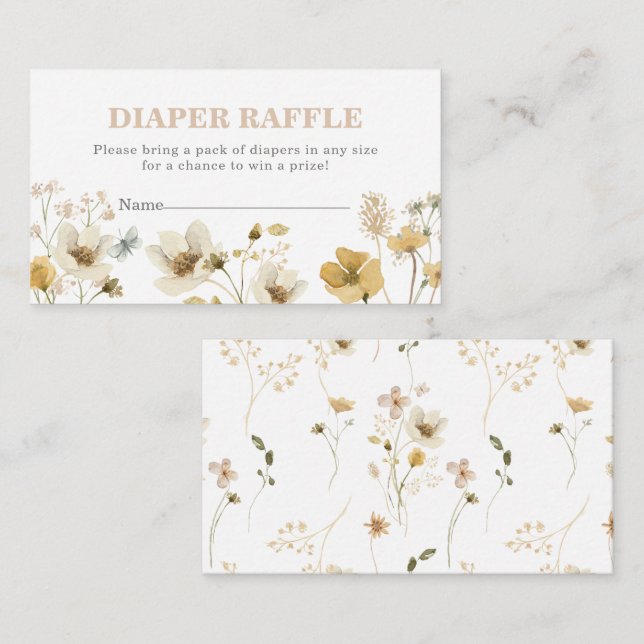 Wildflower Baby Shower Diaper Raffle Enclosure Card (Front/Back)