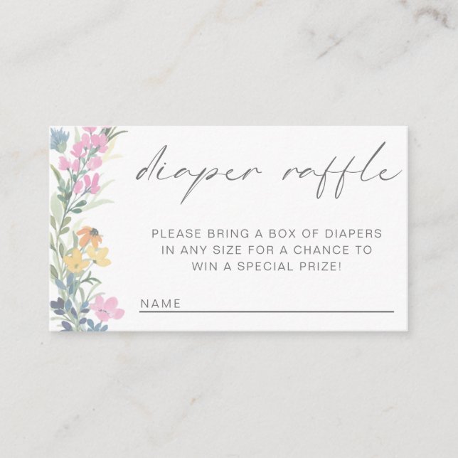 Wildflower Baby Shower Diaper Raffle Enclosure Card (Front)