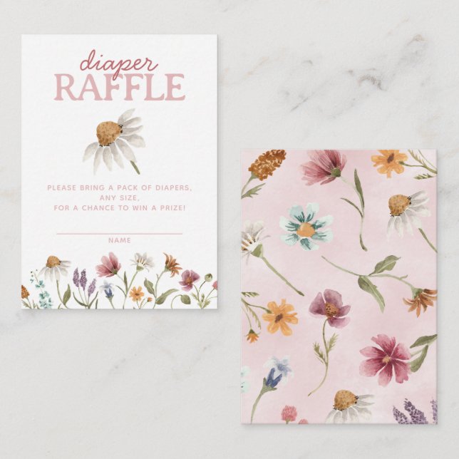 Wildflower Baby Shower Diaper Raffle Enclosure Card (Front/Back)