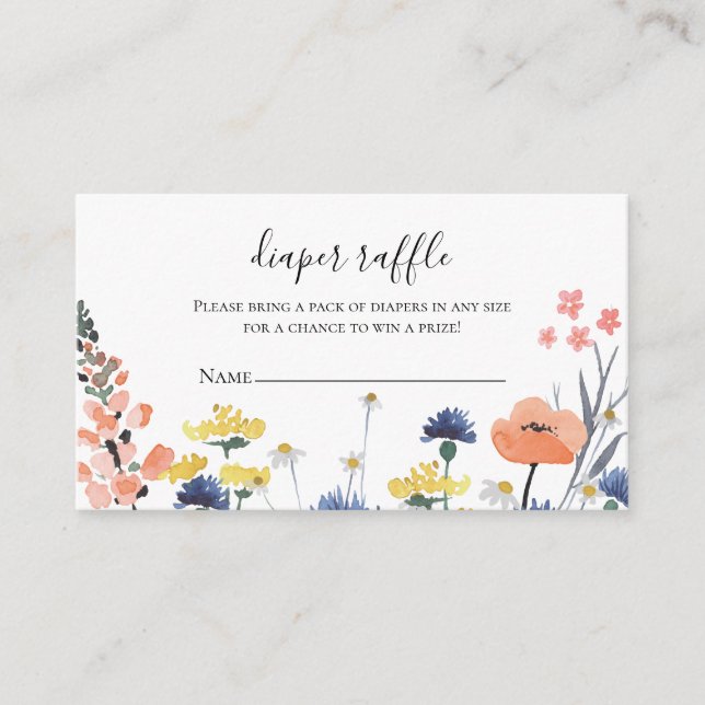 Wildflower Baby Shower Diaper Raffle Enclosure Card (Front)