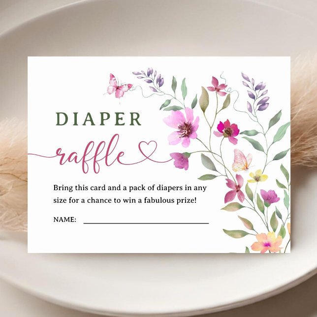 Wildflower Baby Shower Diaper Raffle Enclosure Card (Creator Uploaded)