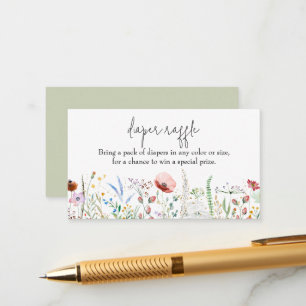Wildflower Baby Shower Diaper Raffle Enclosure Card