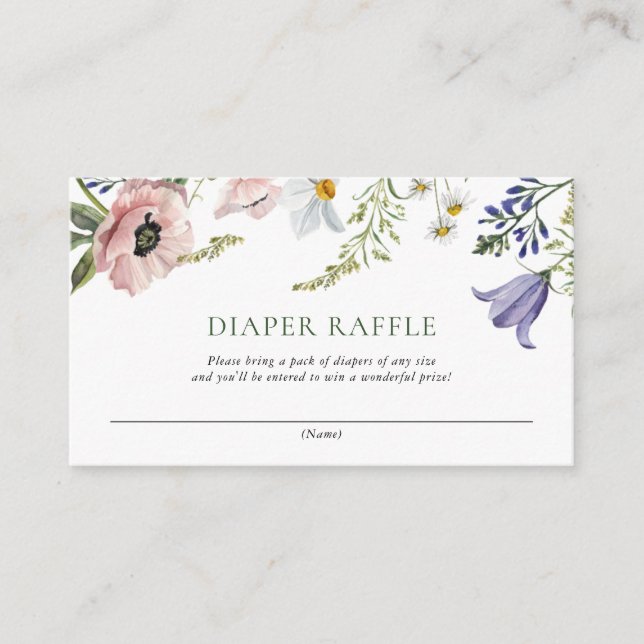 Wildflower Baby Shower Diaper Raffle Enclosure Card (Front)