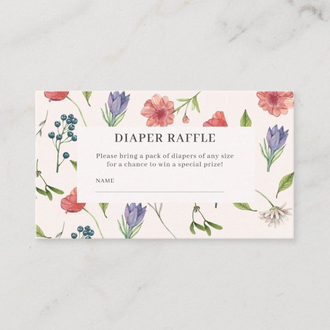 Wildflower Baby shower diaper raffle game Enclosure Card (Front)