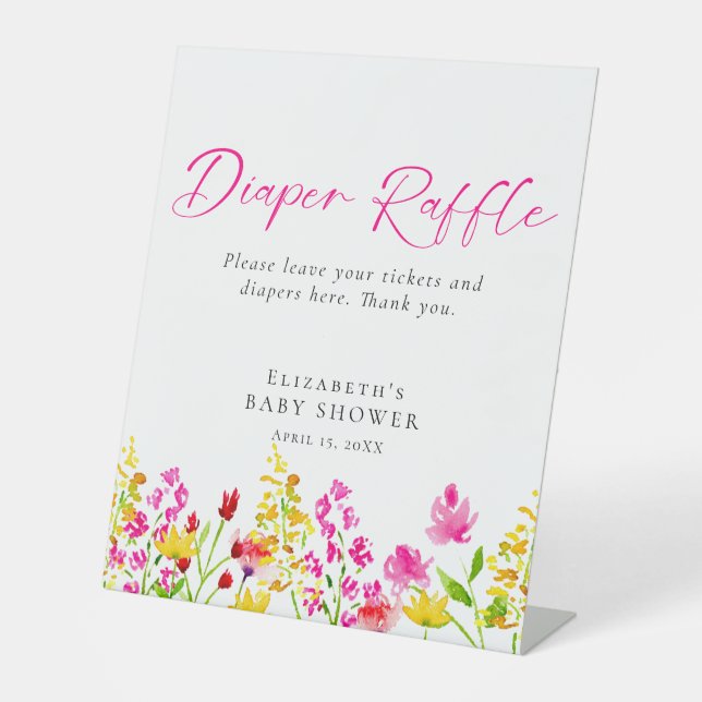 Wildflower Baby Shower Diaper Raffle Sign Custom (Front)