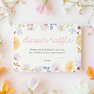 Wildflower Baby Shower Diaper Raffle Ticket Enclosure Card