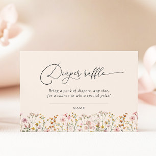 Wildflower Baby Shower Diaper Raffle Ticket Enclosure Card