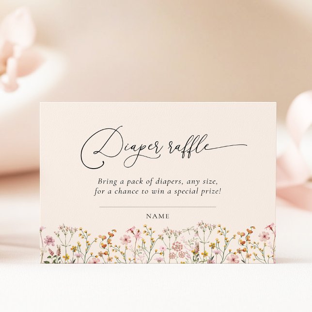Wildflower Baby Shower Diaper Raffle Ticket Enclosure Card (Creator Uploaded)