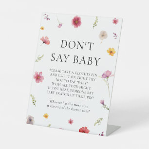 Wildflower Baby Shower Don't Say Baby Game Pedestal Sign
