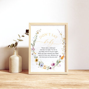 Wildflower Baby Shower "Don't Say Baby" Game Poster