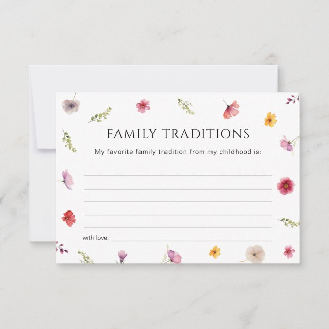 Wildflower Baby Shower Family Traditions Card (Front)
