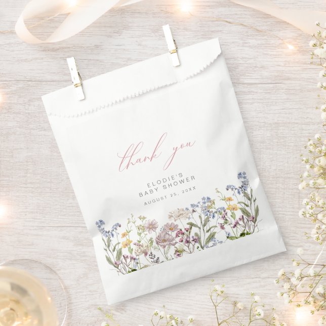 Wildflower Baby Shower Favour Bags Floral Girl Pin (Clipped)