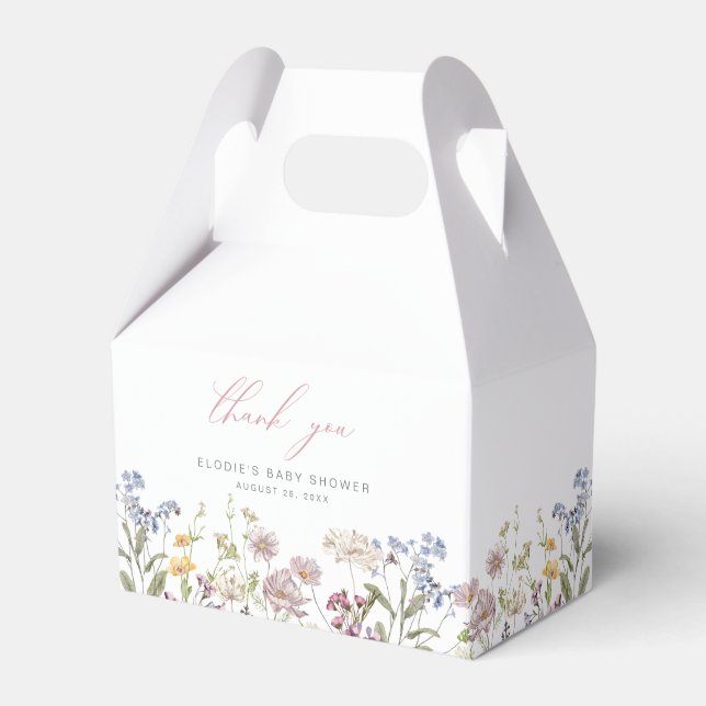 Wildflower Baby Shower Favour Box Pink Floral Girl (Front Side)