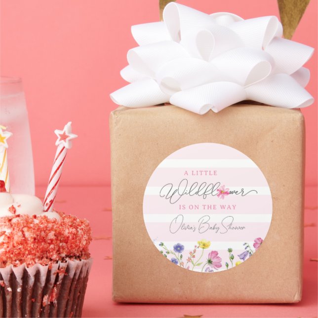 Wildflower Baby Shower Favour Stickers (Party)