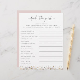 Wildflower Baby Shower Find The Guest Game