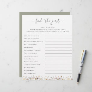 Wildflower Baby Shower Find The Guest Game