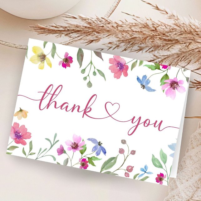 Wildflower Baby Shower Floral Folded Thank You  Card (Creator Uploaded)