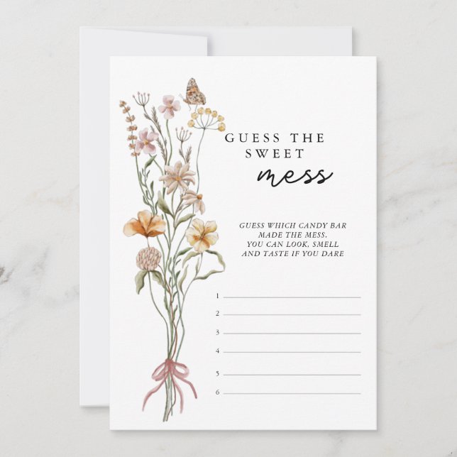 Wildflower Baby Shower Game Guess The Mess Card (Front)