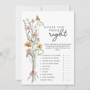 Wildflower Baby Shower Game Guess The Price Card