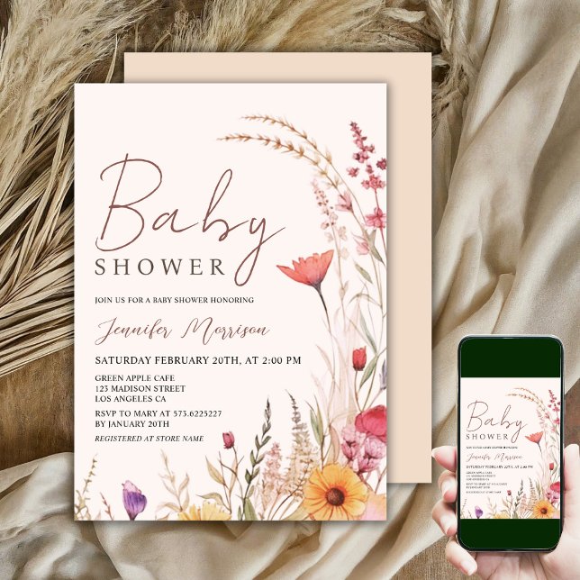 Wildflower Baby Shower Gender Neutral Boho  Invitation (Creator Uploaded)