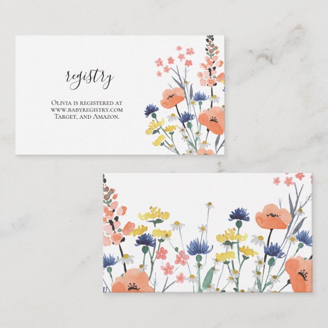 Wildflower Baby Shower gift registry Enclosure Car (Front/Back)