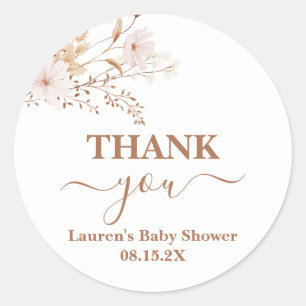 Wildflower Baby Shower Girl Classic Round Sticker