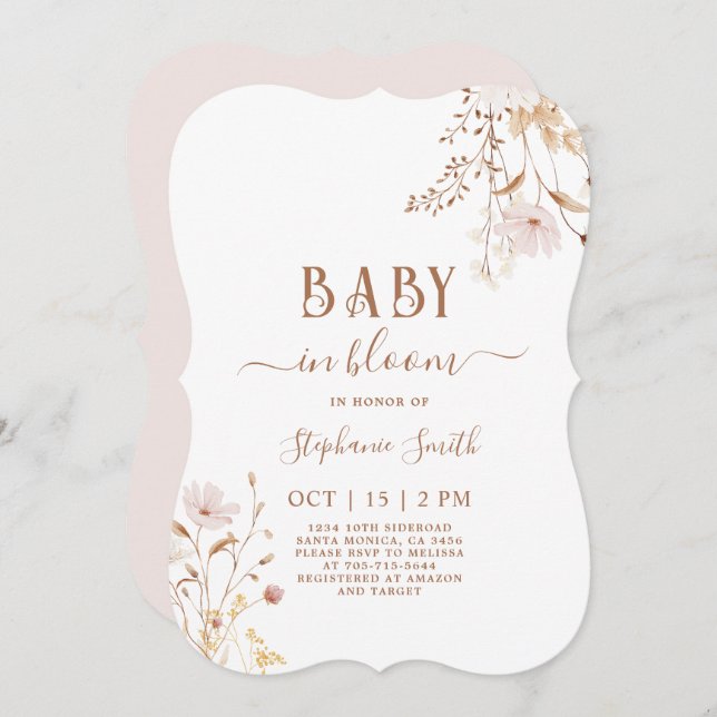 Wildflower Baby Shower Girl Invitation (Front/Back)