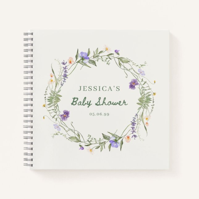 Wildflower Baby Shower Guest Book (Front)