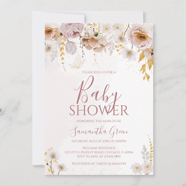 Wildflower Baby Shower Invitation (Front)