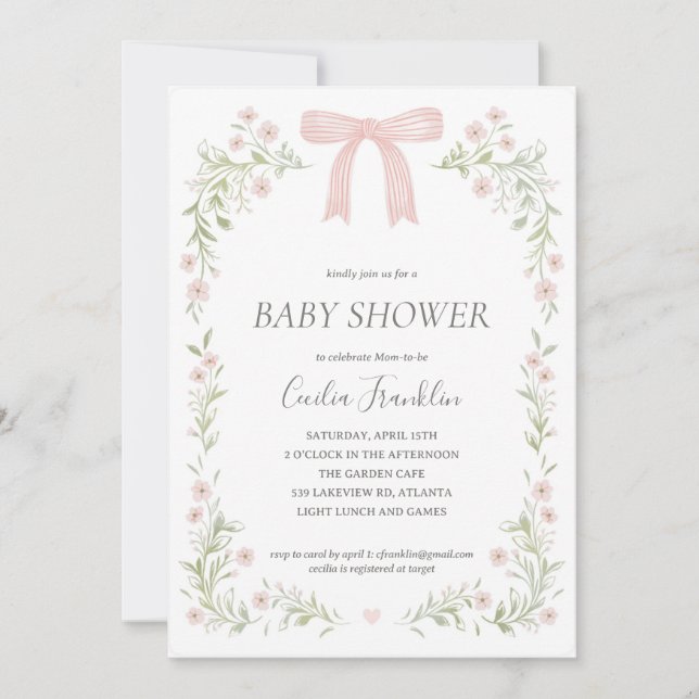 Wildflower Baby Shower Invitation (Front)