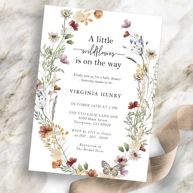 Wildflower Baby Shower Invitation (Boho Chic A Little Wildflower Baby Shower Invitation
)