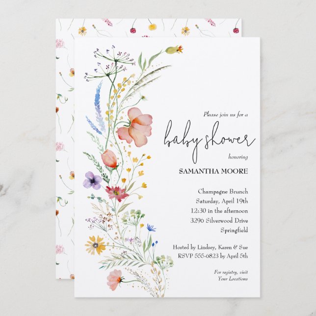 Wildflower Baby Shower Invitation (Front/Back)