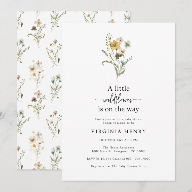 Wildflower Baby Shower Invitation (Front/Back)