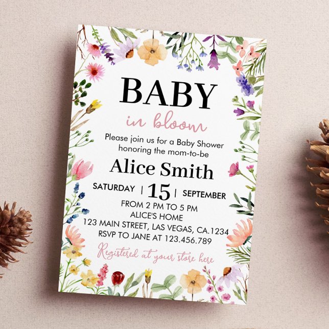 Wildflower Baby Shower Invitation Baby In Bloom (Creator Uploaded)