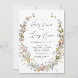 Wildflower Baby Shower invitation, Boho Floral Invitation