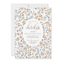 wildflower baby shower invitation - light orange