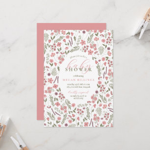 wildflower baby shower invitation - pink