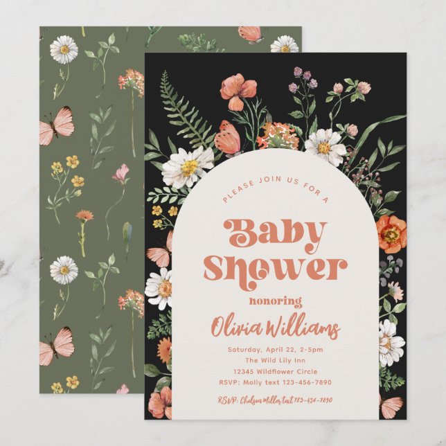 Wildflower Baby Shower Invitation | Wild Baby (Front/Back)