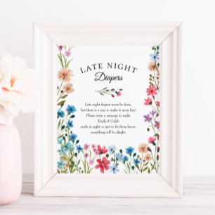 Wildflower Baby Shower Late Night Diapers Print