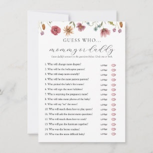 Wildflower Baby Shower Mummy or Daddy Game Card