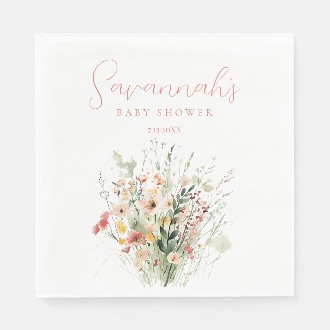 Wildflower Baby Shower Napkin (Front)