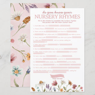 Wildflower Baby Shower Nursery Rhyme Game