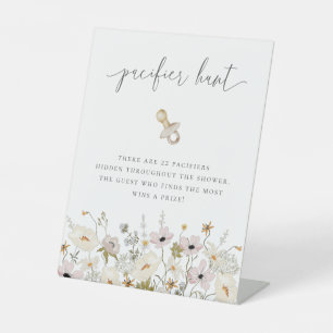Wildflower Baby Shower Pacifier Hunt Pedestal Sign