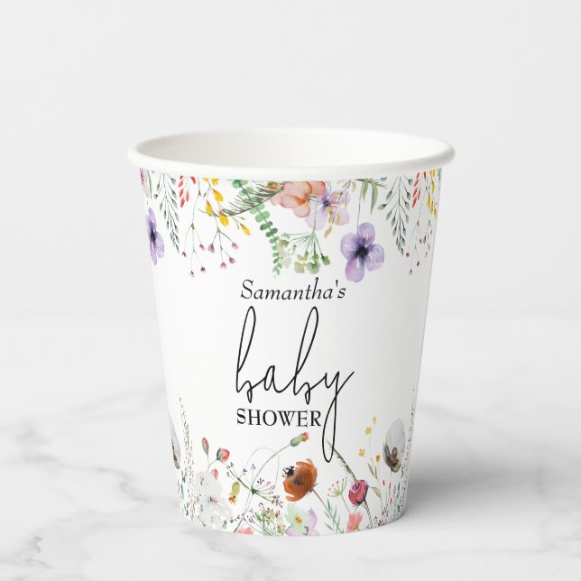 Wildflower Baby Shower Paper Cups (Back)