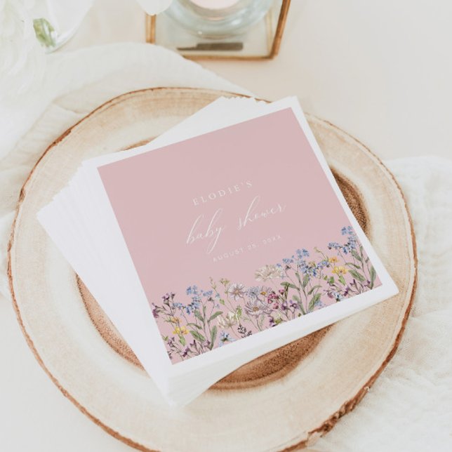 Wildflower Baby Shower Paper Napkins Blush Girl (Creator Uploaded)
