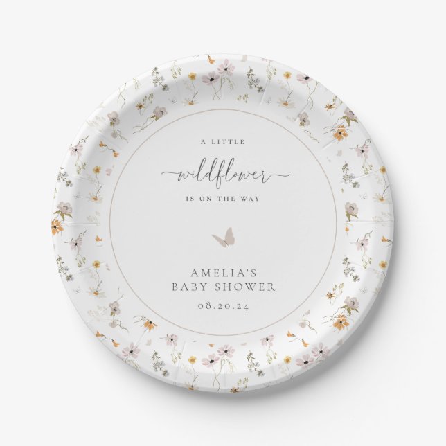 Wildflower Baby Shower Paper Plate (Front)